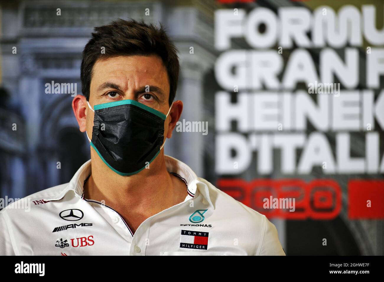 Toto Wolff (GER) Mercedes AMG F1, azionista e direttore esecutivo della FIA Press Conference. 04.09.2020. Campionato del mondo formula 1, Rd 8, Gran Premio d'Italia, Monza, Italia, Giorno della pratica. Il credito fotografico dovrebbe essere: XPB/Press Association Images. Foto Stock