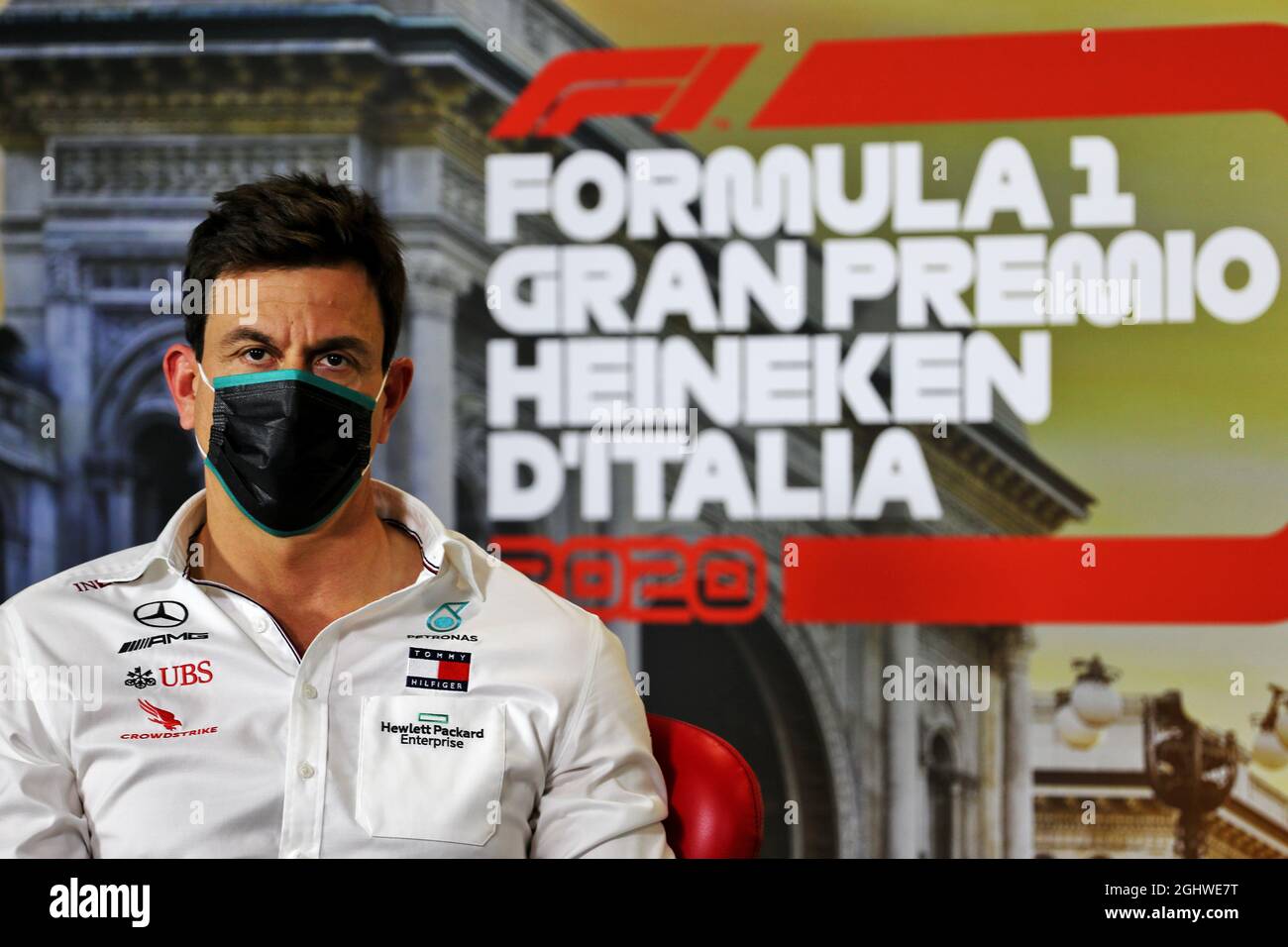 Toto Wolff (GER) Mercedes AMG F1, azionista e direttore esecutivo della FIA Press Conference. 04.09.2020. Campionato del mondo formula 1, Rd 8, Gran Premio d'Italia, Monza, Italia, Giorno della pratica. Il credito fotografico dovrebbe essere: XPB/Press Association Images. Foto Stock