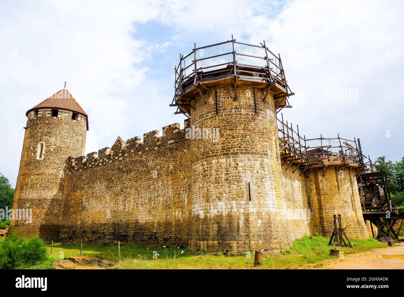 Sito di costruzione del castello di Guédelon, Treigny-Perreuse-Sainte-Colombe, Yonne, regione Bourgogne Franche-Comté, Francia Foto Stock