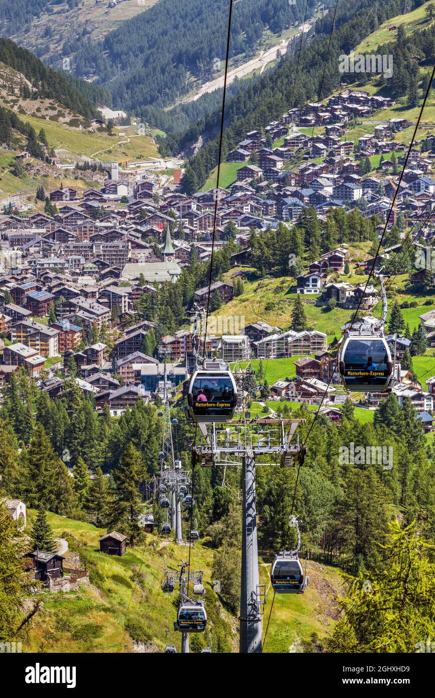 Funivia Furi, Zermatt, Vallese, Svizzera Foto Stock