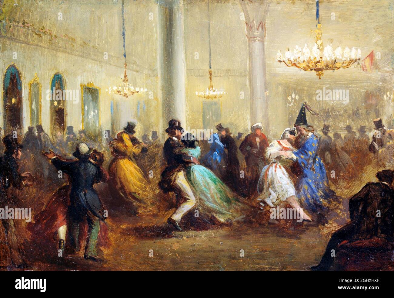 La Baile de Capellanes dell'artista spagnolo, Ricardo Balaca (1844-1880), olio su tinplate, c.. 1860-65 Foto Stock