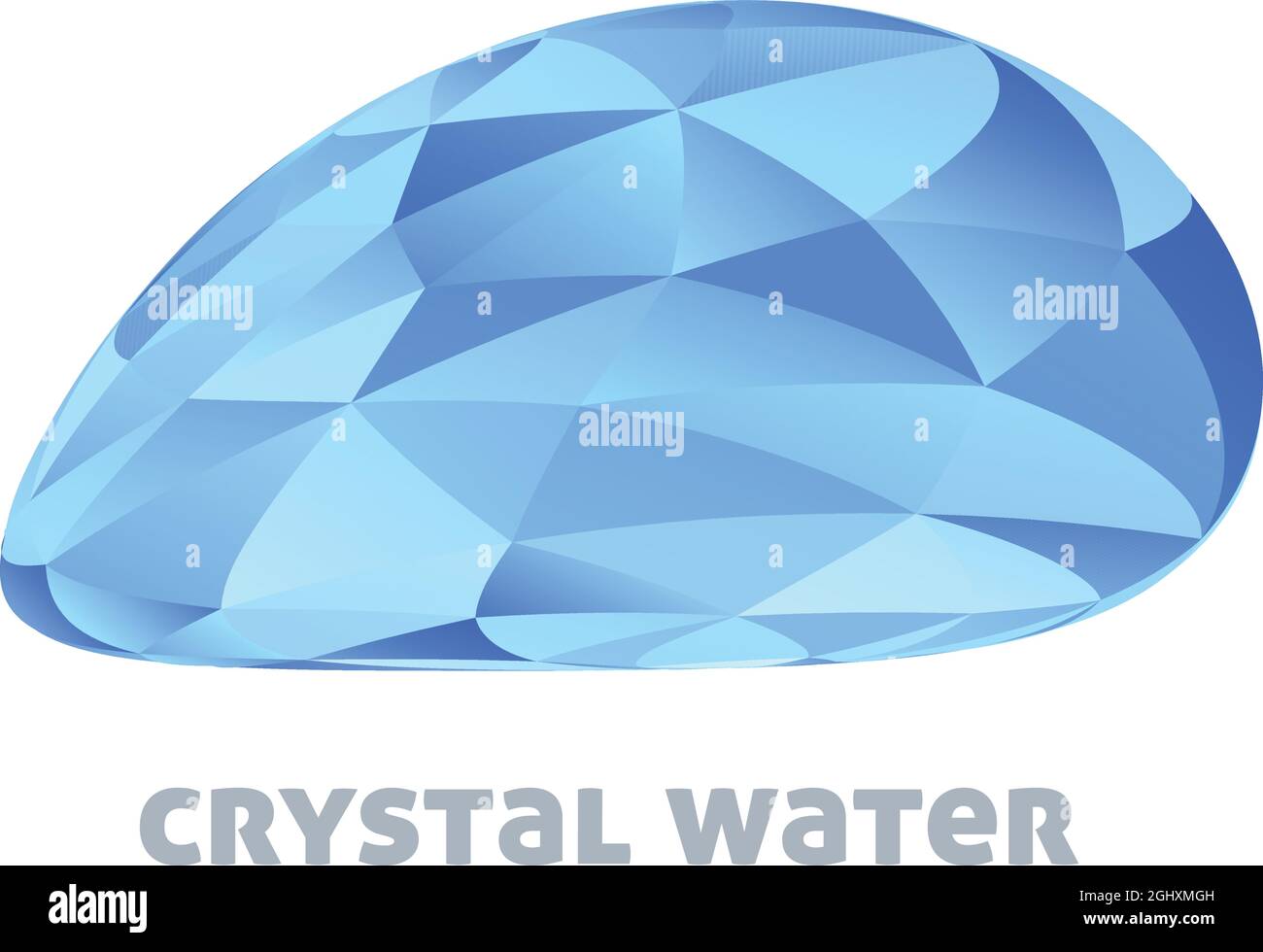 Acqua cristallina. Modello di logo con gocce d'acqua blu testurizzata da triangoli. Logotipo grafico vettoriale Illustrazione Vettoriale