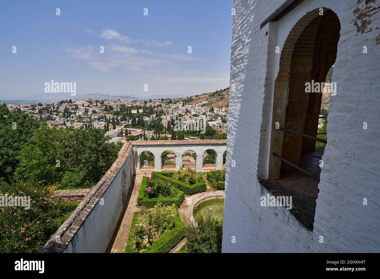 Vista dell'Alhambra e Granada in Spagna. Foto Stock