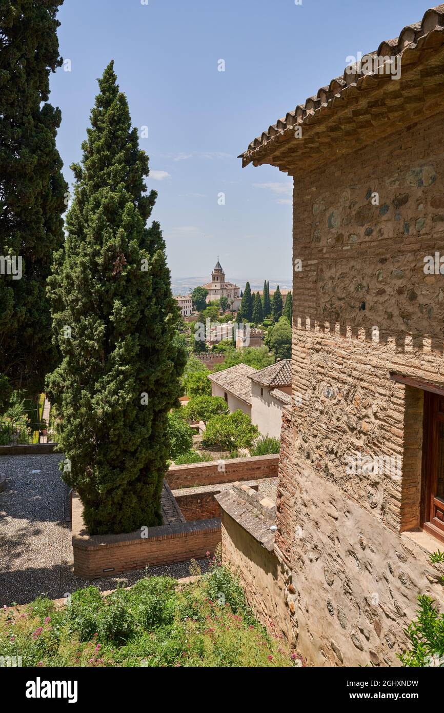 Vista dell'Alhambra a Granada in Spagna Foto Stock