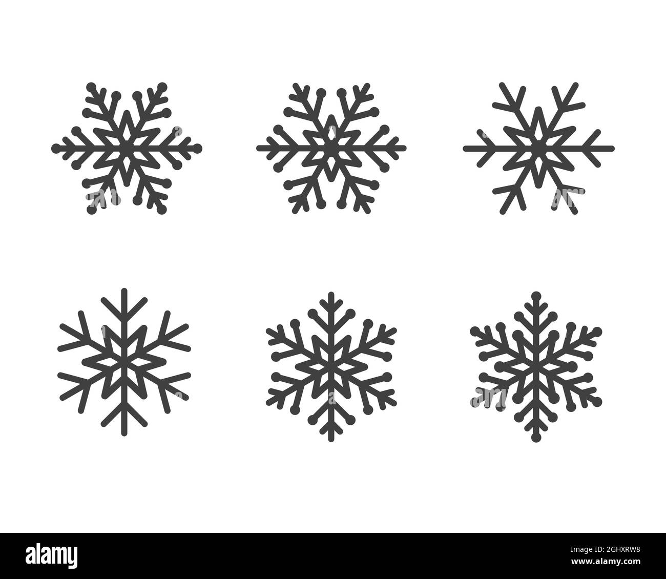 Set di splendidi fiocchi di neve concetto creativo. I saluti della stagione invernale. Buon Natale e una felice collezione di decorazione di Capodanno. Etichette decorative Illustrazione Vettoriale