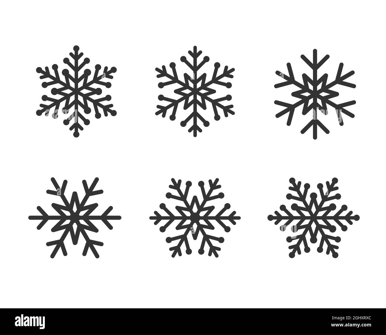 Set di splendidi fiocchi di neve concetto creativo. I saluti della stagione invernale. Buon Natale e una felice collezione di decorazione di Capodanno. Etichette decorative Illustrazione Vettoriale