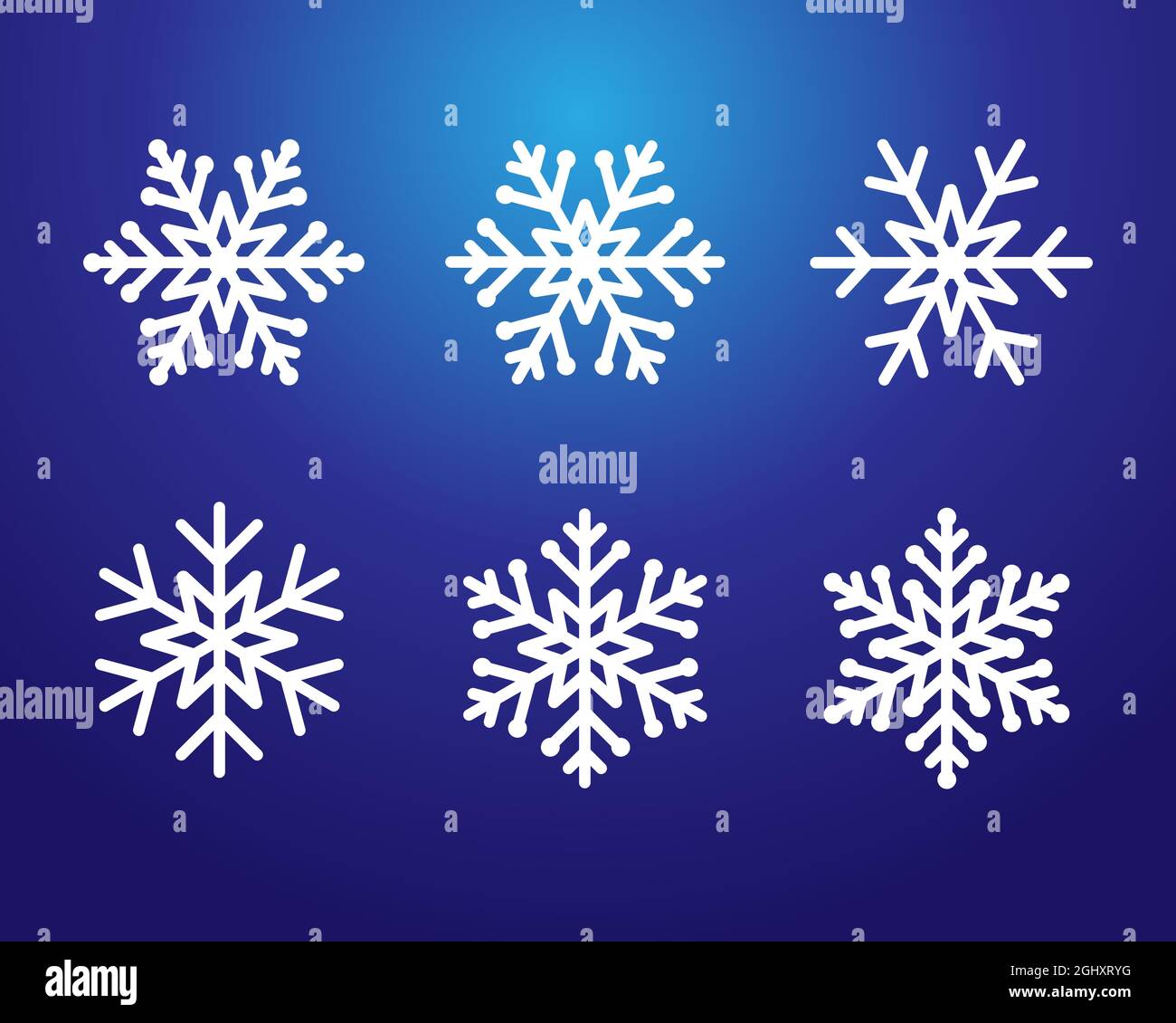 Set di splendidi fiocchi di neve blu concetto creativo. I saluti della stagione invernale. Buon Natale e una felice collezione di decorazione di Capodanno. Decorativo l Illustrazione Vettoriale