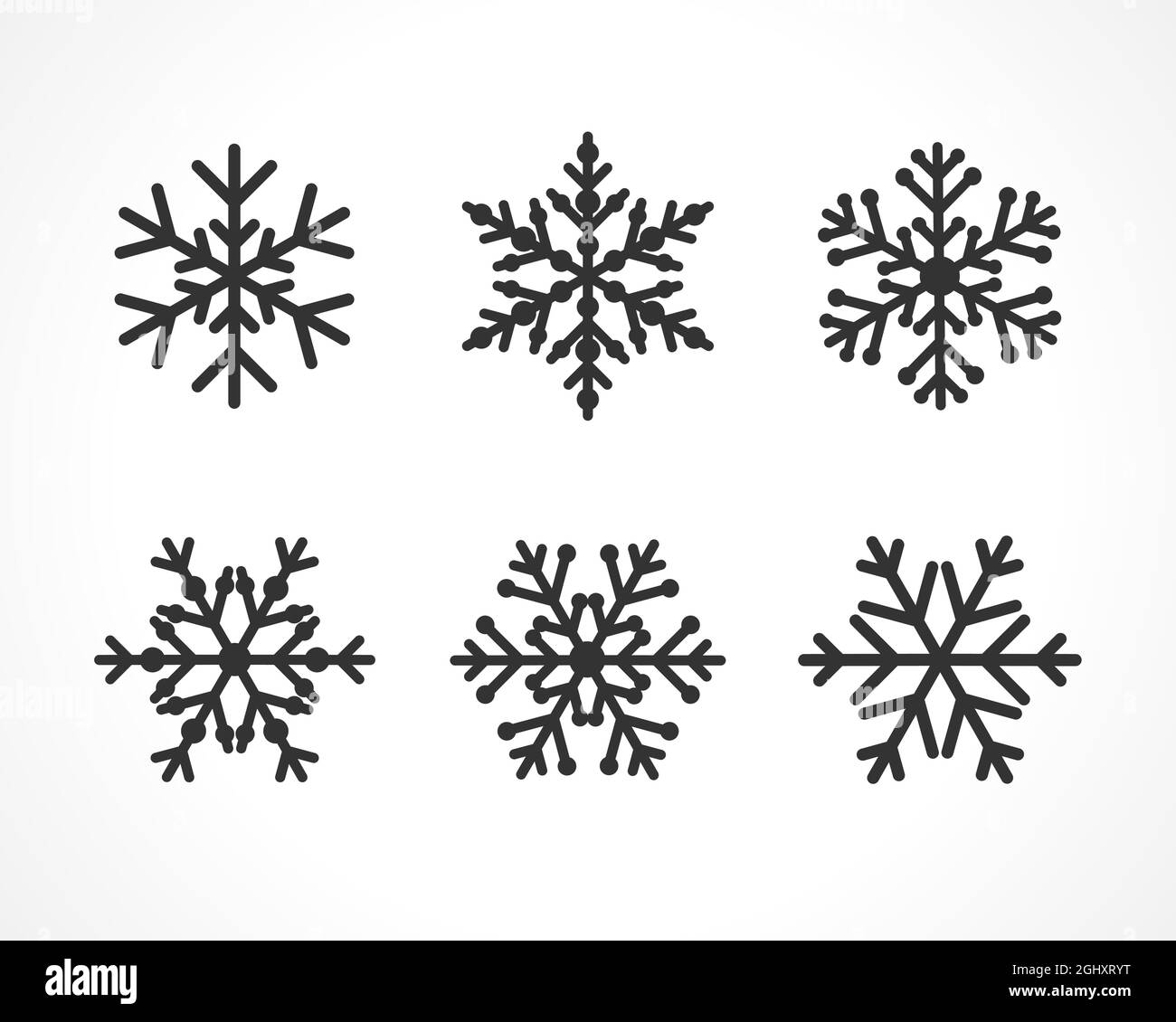 Set di splendidi fiocchi di neve concetto creativo. I saluti della stagione invernale. Buon Natale e una felice collezione di decorazione di Capodanno. Etichette decorative Illustrazione Vettoriale