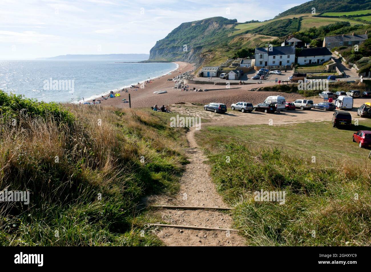 Seatown e Golden Cap, Dorset, Inghilterra Foto Stock
