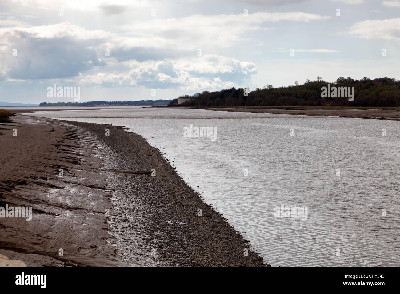 Il foro di Nith Tidal è stato aggirato dal molo di Glencaple Foto Stock