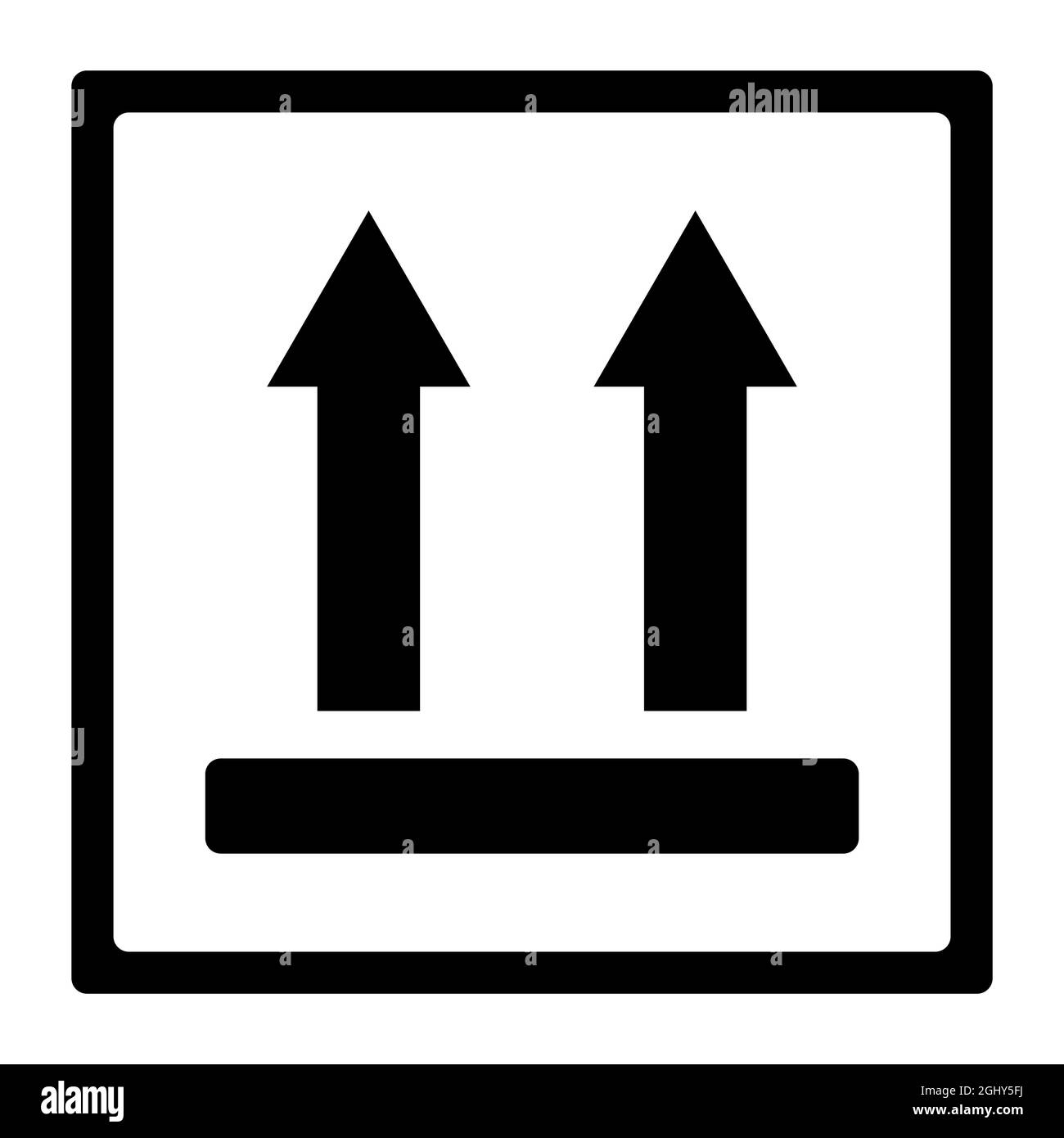 Freccia uo simbolo per etichetta scatola di cartone. Illustrazione vettoriale isolata su bianco. Illustrazione Vettoriale