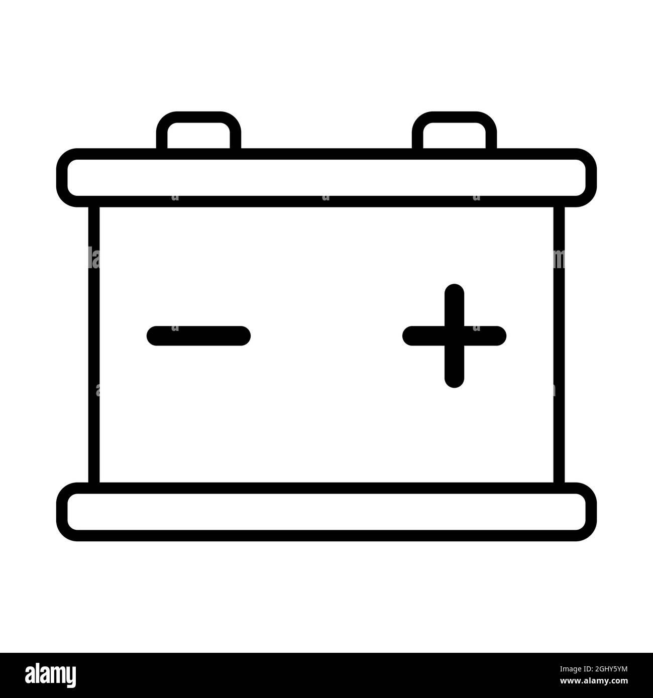 Icona del profilo della batteria dell'auto. Attrezzatura energetica automatica. Illustrazione vettoriale isolata su bianco. Illustrazione Vettoriale