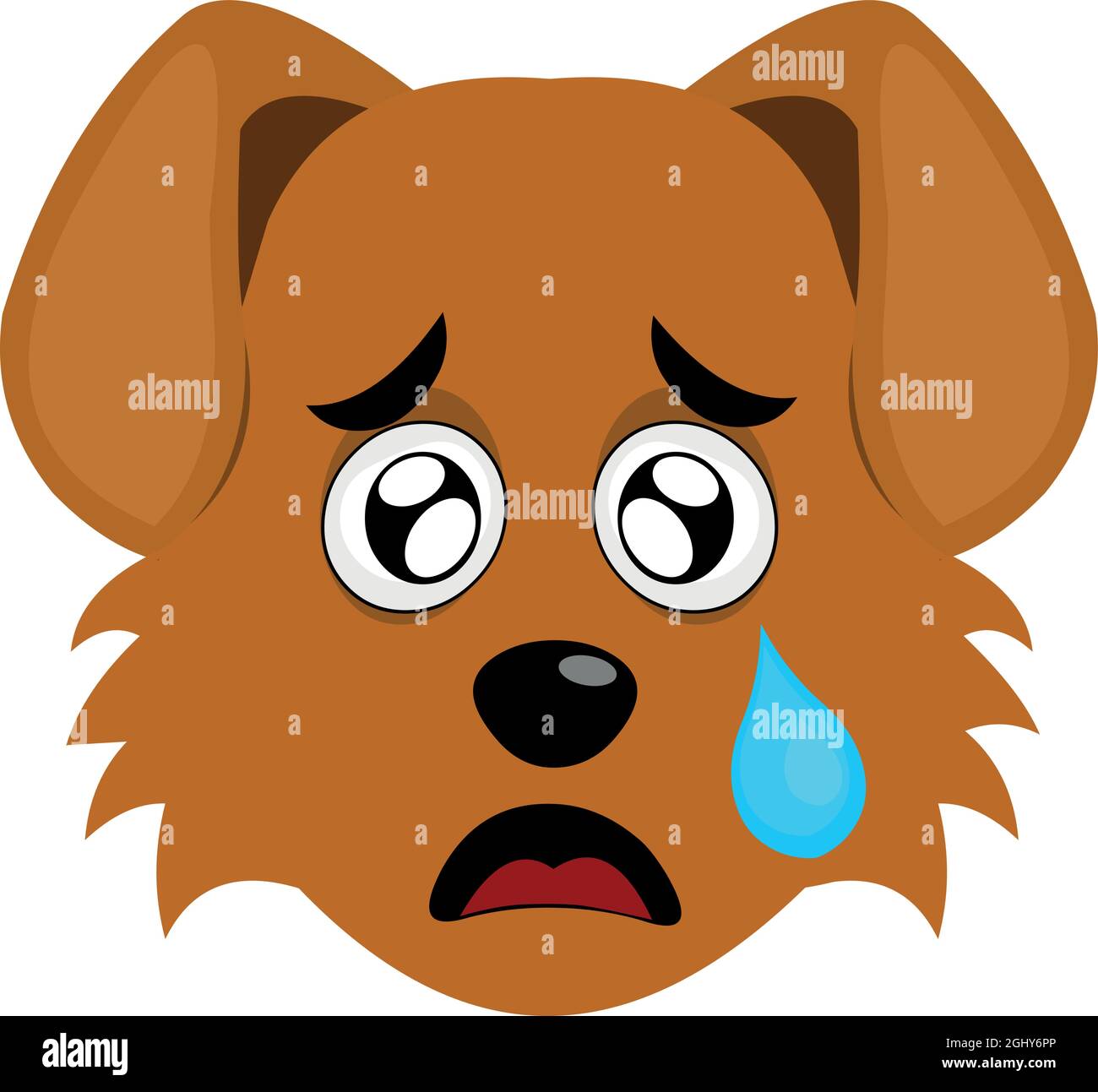 Immagine vettoriale emoticon del volto di un cane da cartoon, con  un'espressione triste e una lacrima che cade dall'occhio Immagine e  Vettoriale - Alamy