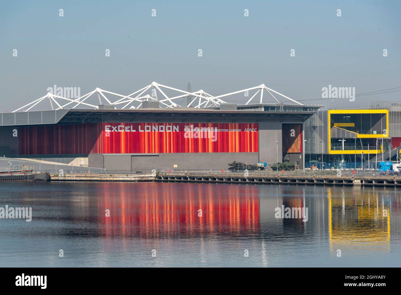 Londra, Regno Unito. 07 settembre 2021. Vista dell'Excel London dove si terrà il DSEI (Defense and Security Equipment International) dal 14 al 17 settembre. (Foto di Dave Rushen/SOPA Images/Sipa USA) Credit: Sipa USA/Alamy Live News Foto Stock