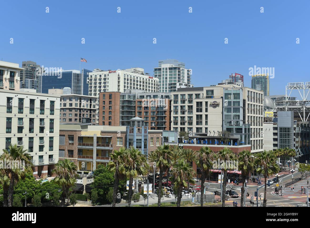 SAN DIEGO, CALIFORNIA - 25 AGO 2021: Hard Rock Hotel nel quartiere Gaslamp del centro di San Diego. Foto Stock