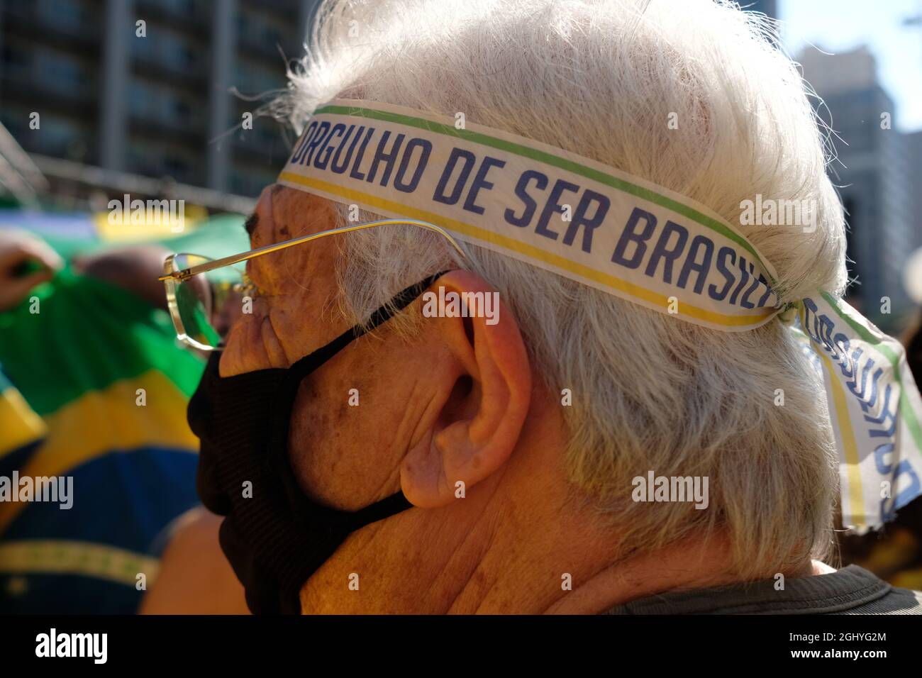 Giornata dell'indipendenza brasiliana: Le famiglie protestano contro gli atti antidemocratici del ministro Alexandre de Morais. Foto Stock