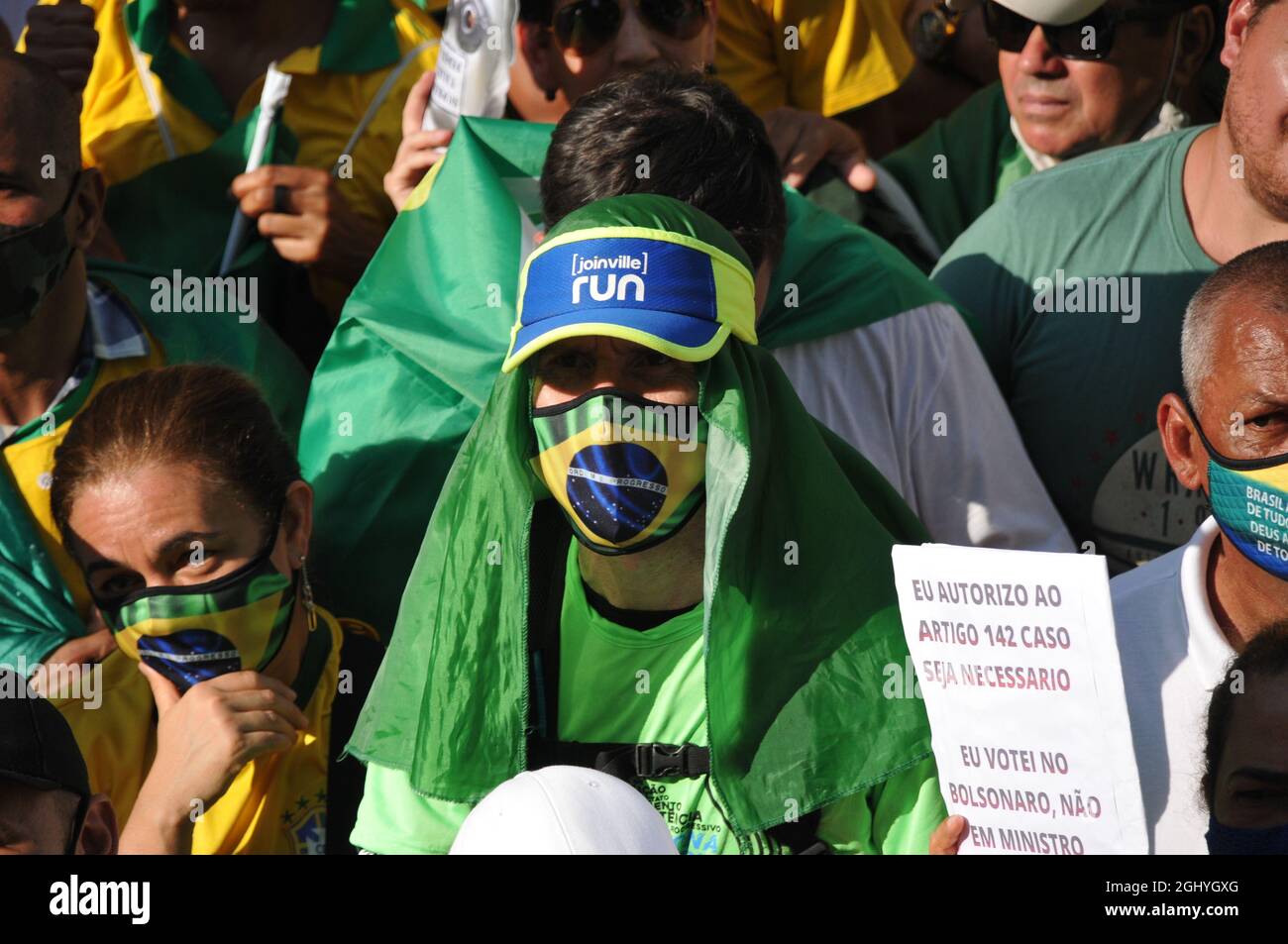 Giornata dell'indipendenza brasiliana: Le famiglie protestano contro gli atti antidemocratici del ministro Alexandre de Morais. Foto Stock