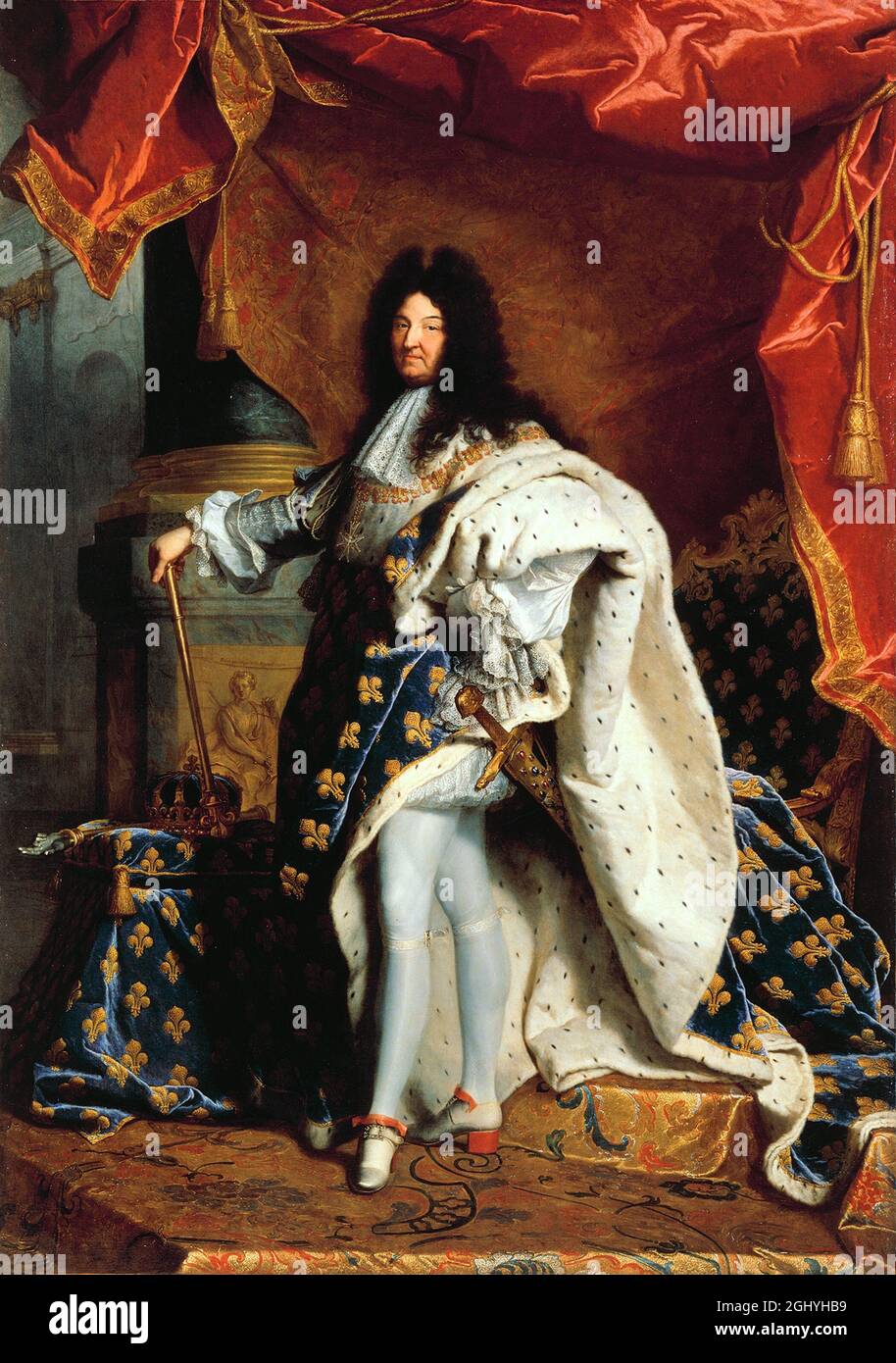 Un ritratto di Re Luigi XIV, il Re Sole Foto Stock