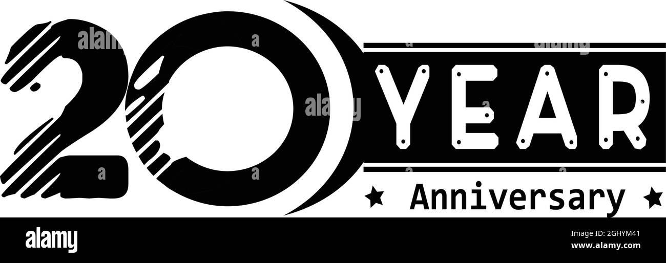 Disegno modello vettoriale con logo per l'anniversario dell'anno 20 nero Illustrazione Vettoriale