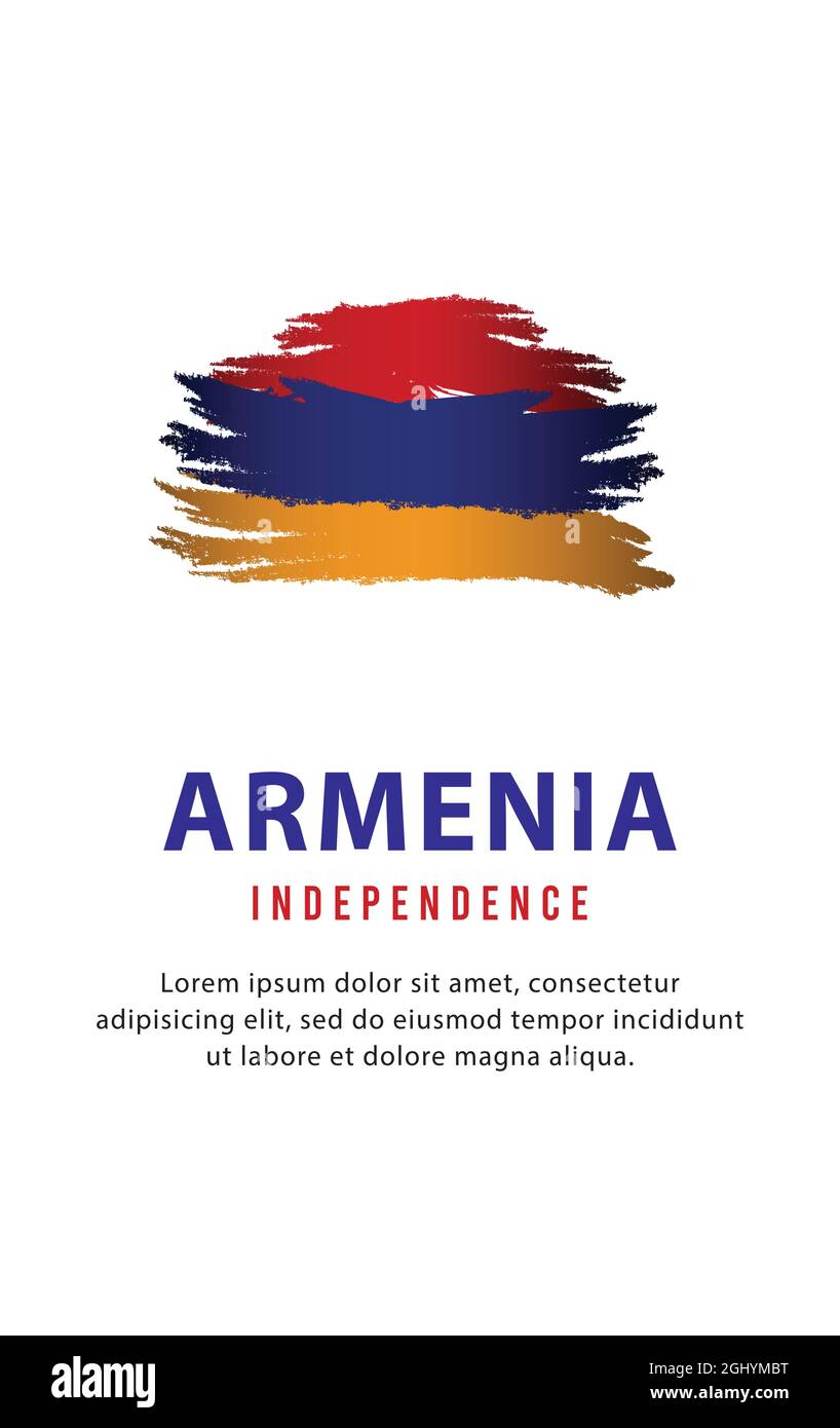Armenia simbolo di stato di bandiera isolato su sfondo nazionale banner. Biglietto d'auguri per la Giornata Nazionale dell'Indipendenza della Repubblica di Armenia. Illustrazione vettore Illustrazione Vettoriale