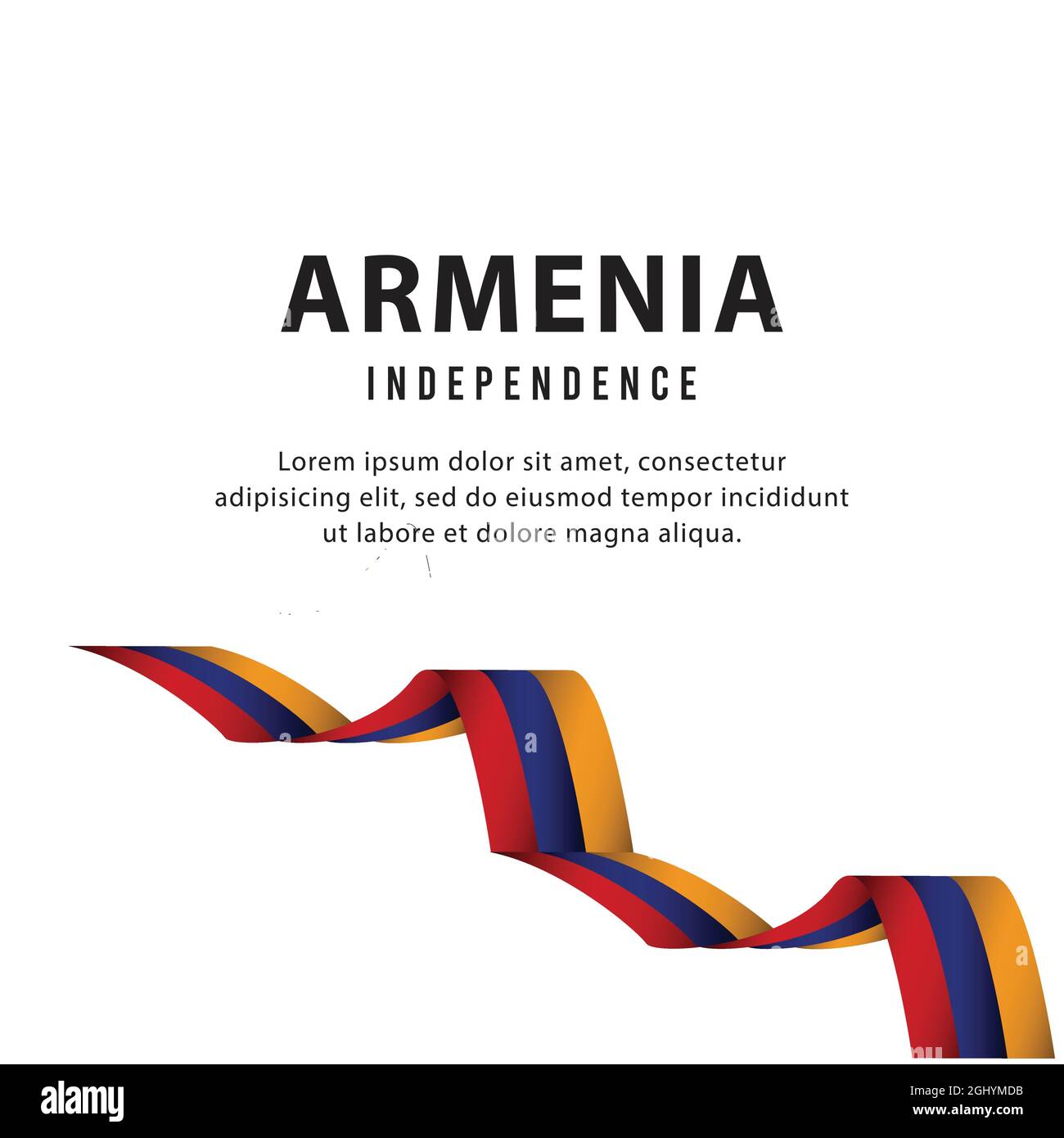 Armenia simbolo di stato di bandiera isolato su sfondo nazionale banner. Biglietto d'auguri per la Giornata Nazionale dell'Indipendenza della Repubblica di Armenia. Illustrazione vettore Illustrazione Vettoriale