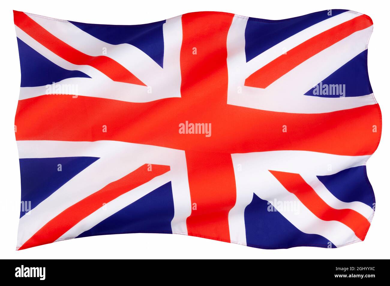 La bandiera del Regno Unito di Gran Bretagna e Irlanda del Nord - l'Union Jack. Isolato su bianco per il taglio. Foto Stock