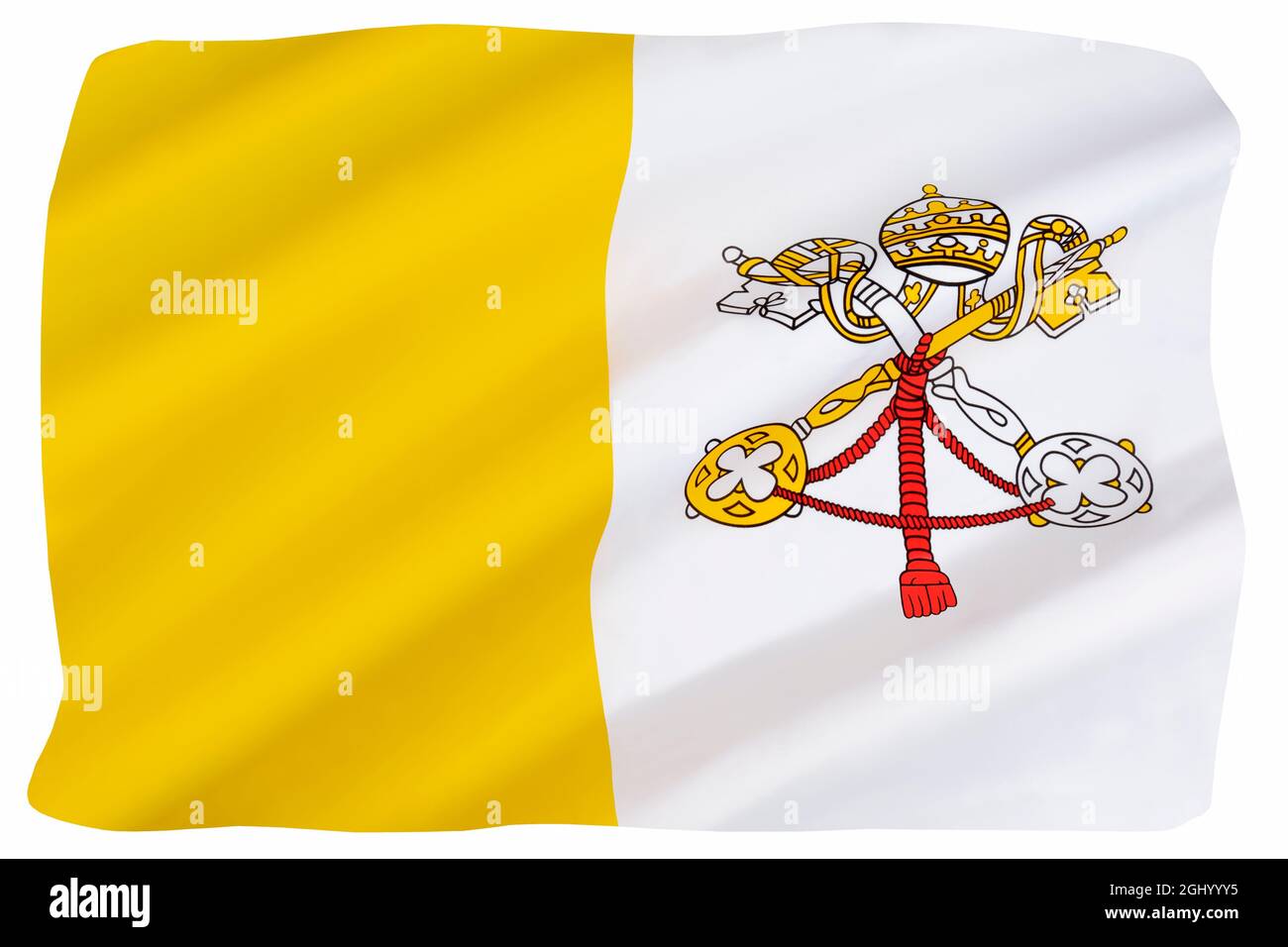 La bandiera della Città del Vaticano fu adottata nel giugno 1929, anno in cui Papa Pio XI firmò il Trattato Lateranense con l'Italia, creando un nuovo Stato indipendente GO Foto Stock