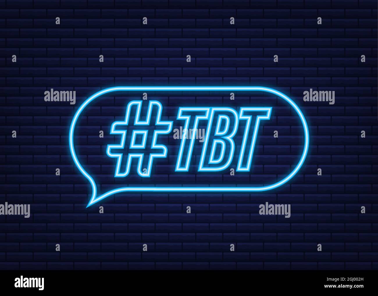 TBT hashtag giovedì simbolo di ritorno. Icona neon. Illustrazione dello stock vettoriale. Illustrazione Vettoriale