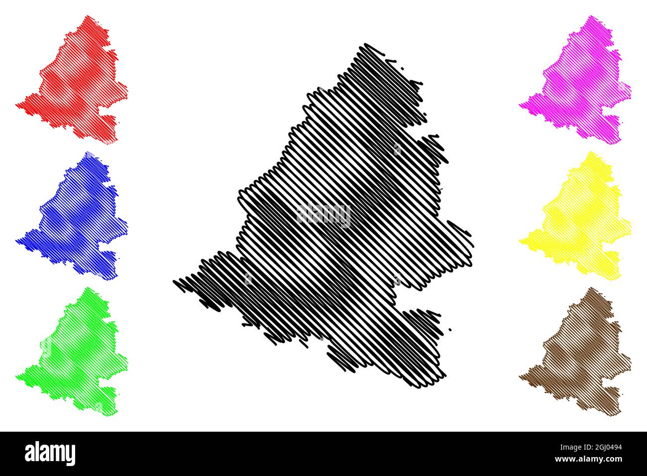 Teltow-Flaming distretto (Repubblica federale di Germania, distretto rurale, stato di Brandeburgo) mappa illustrazione vettoriale, schizzo scrimolo Teltow Flaming ma Illustrazione Vettoriale