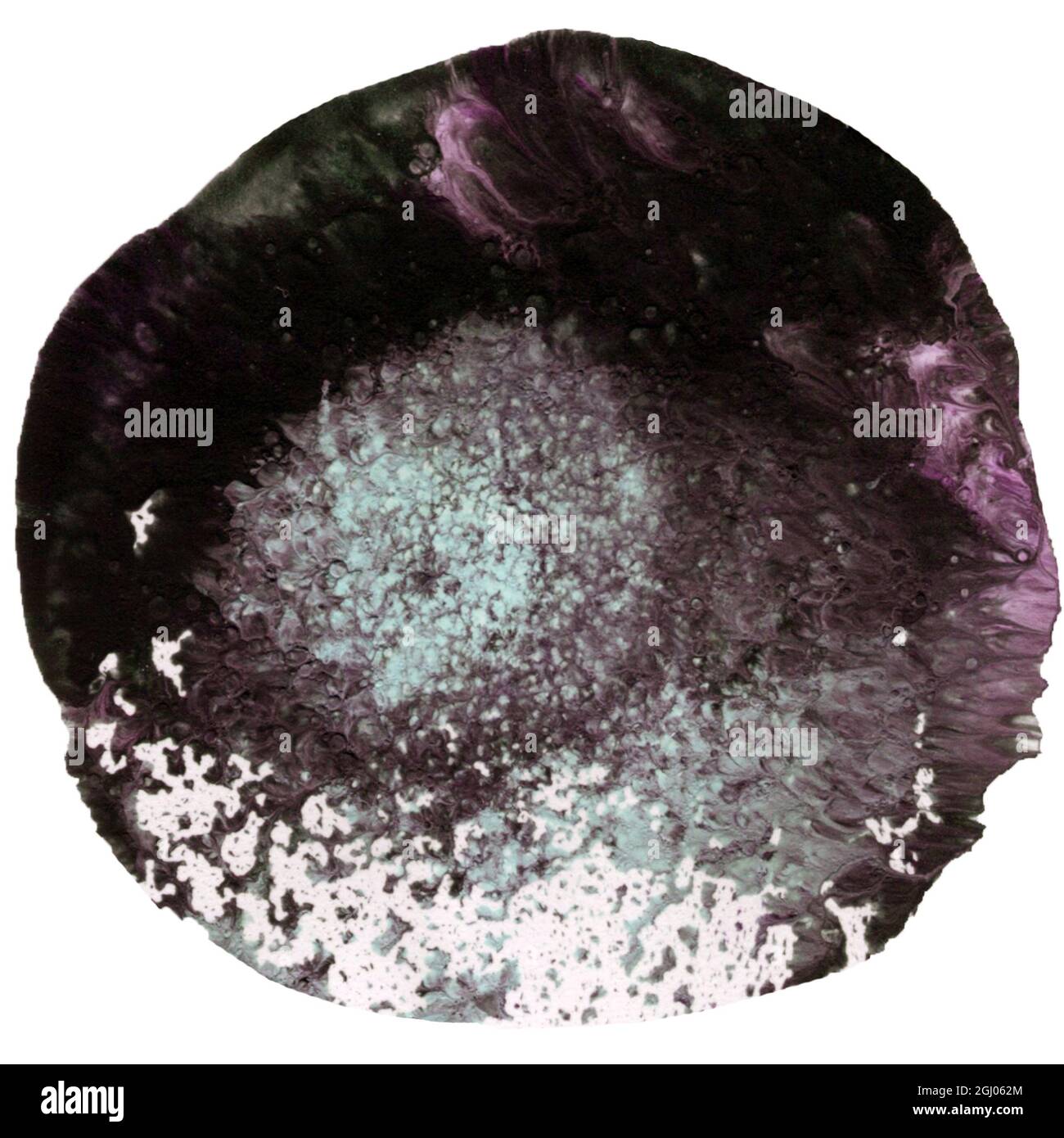 Semplice sfondo astratto con bolla, confetti. Punto acquerello, punto (cerchio) isolato su bianco. Perfetto per biglietti d'auguri, cartoline, poster, logo, Foto Stock