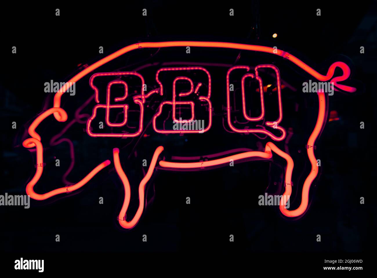 CARTELLO AL NEON BBQ Foto Stock