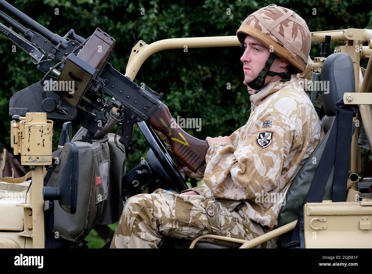 Enactor vestito come soldati britannici moderni in Afghanistan. Foto Stock