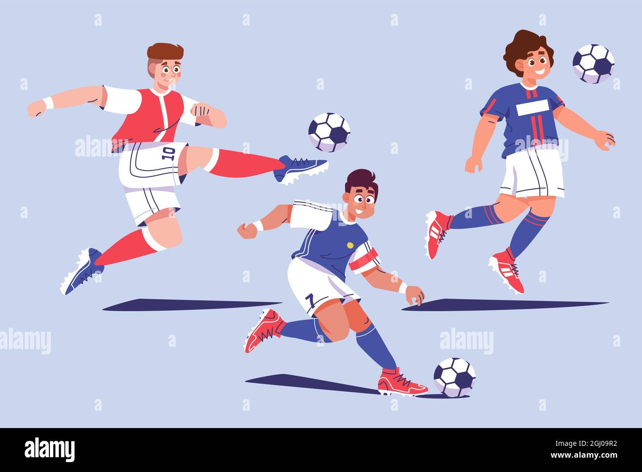 Cartoon calciatori illustrazione vettoriale. Illustrazione Vettoriale