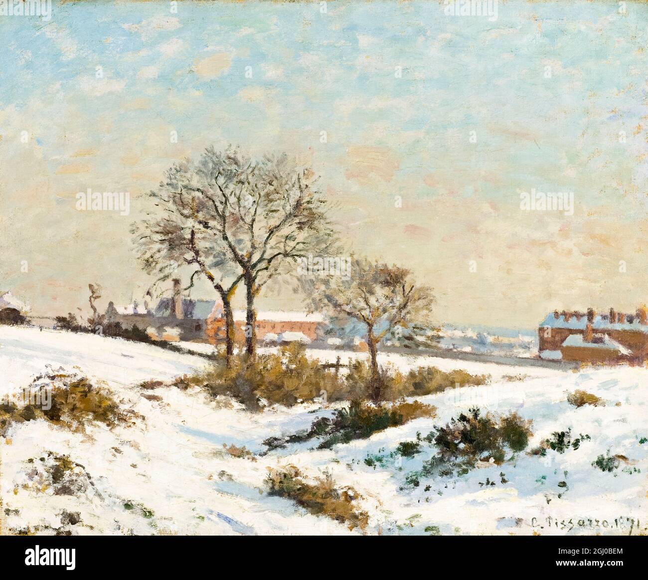 Camille Pissarro, Snowy Landscape a South Norwood, pittura paesaggistica, 1871 Foto Stock