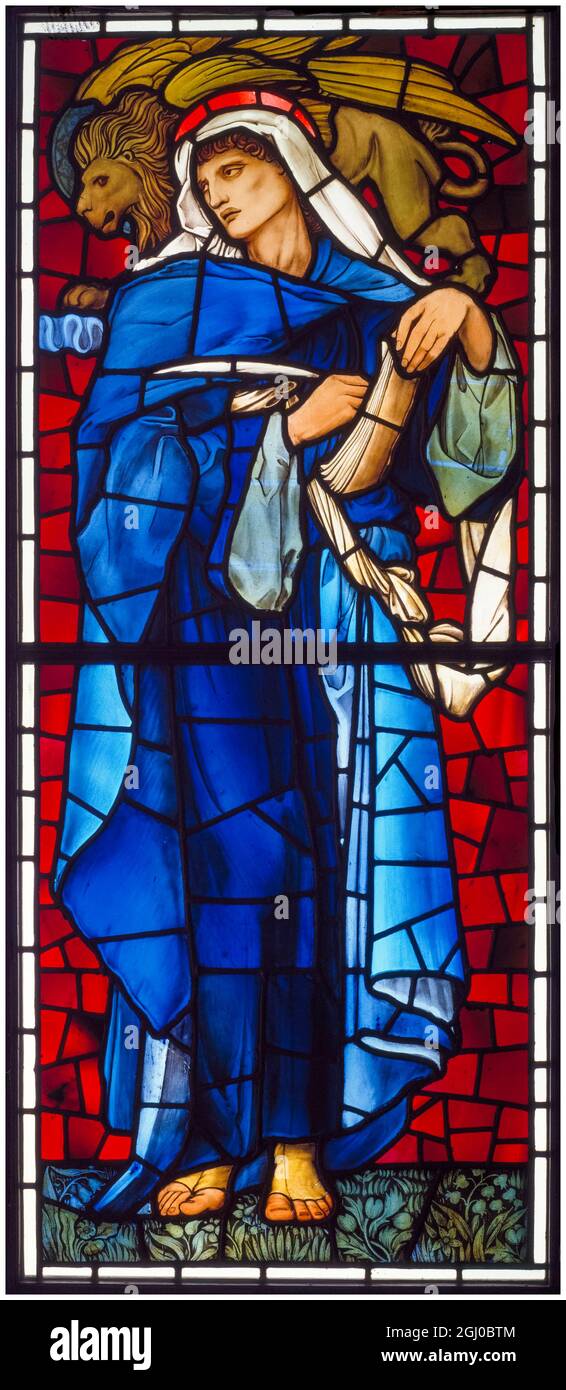 Edward Burne Jones, St Mark the Evangelist, vetrata, 1883 Foto Stock