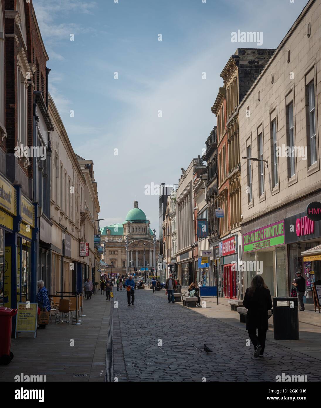 Negozi vuoti e aziende nel centro della città di Kingston upon Hull, East Yorkshire, Regno Unito Foto Stock