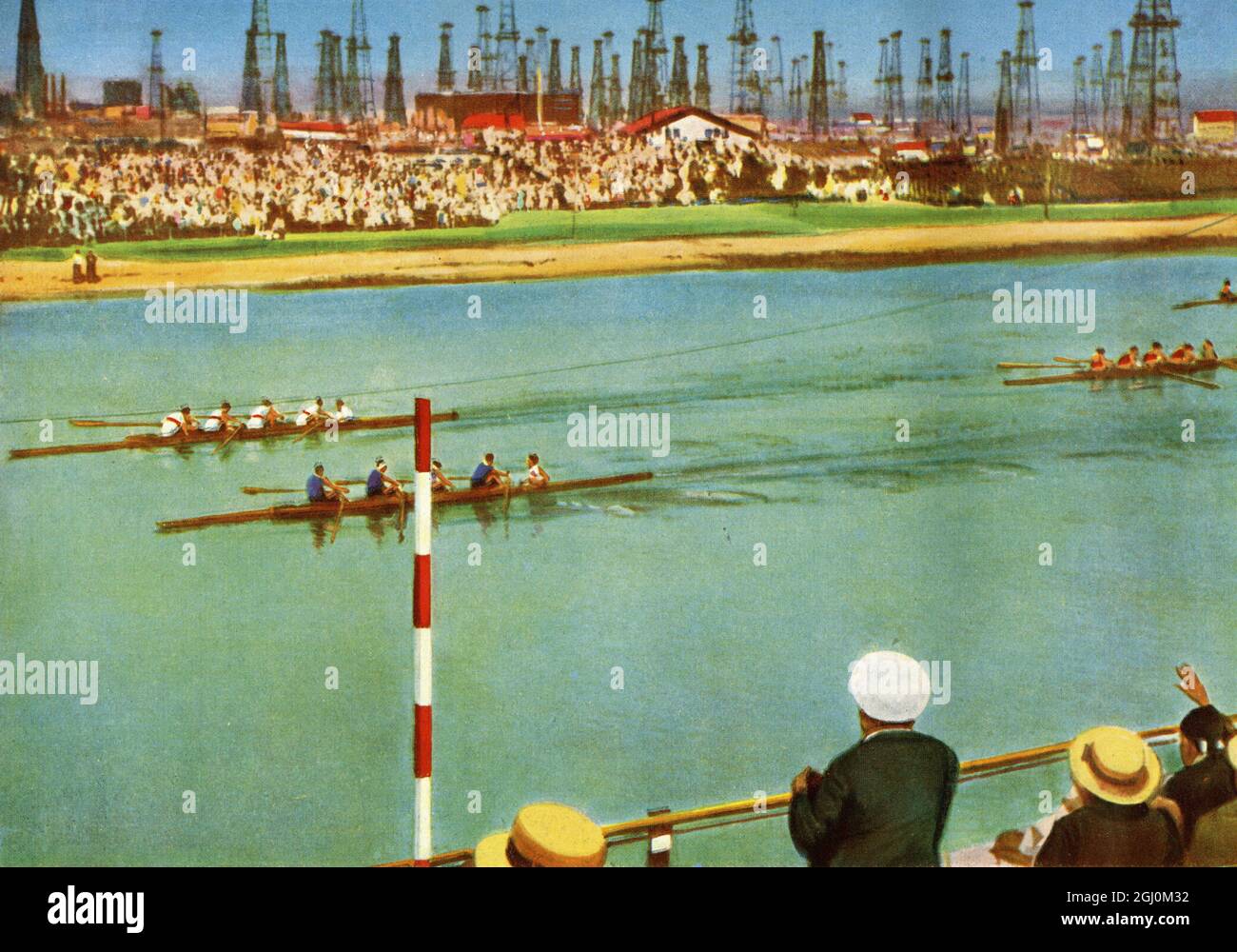La squadra tedesca vince a Long Beach alle Olimpiadi estive di Los Angeles, California 1932, ufficialmente note come i Giochi della X Olympiad Foto Stock
