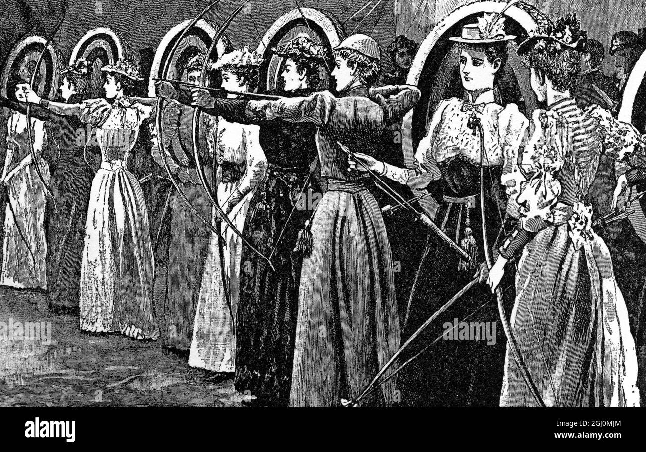 Il tiro con l' arco nel Parco del Regent nelle partite Signore contro signori è fallito , segnando solo 3,294 contro le Signore . 3,687 , a cui hanno contribuito buoni totali individuali di 387 e 386 le onorevoli Piers Legh e Bowley 1892 Foto Stock