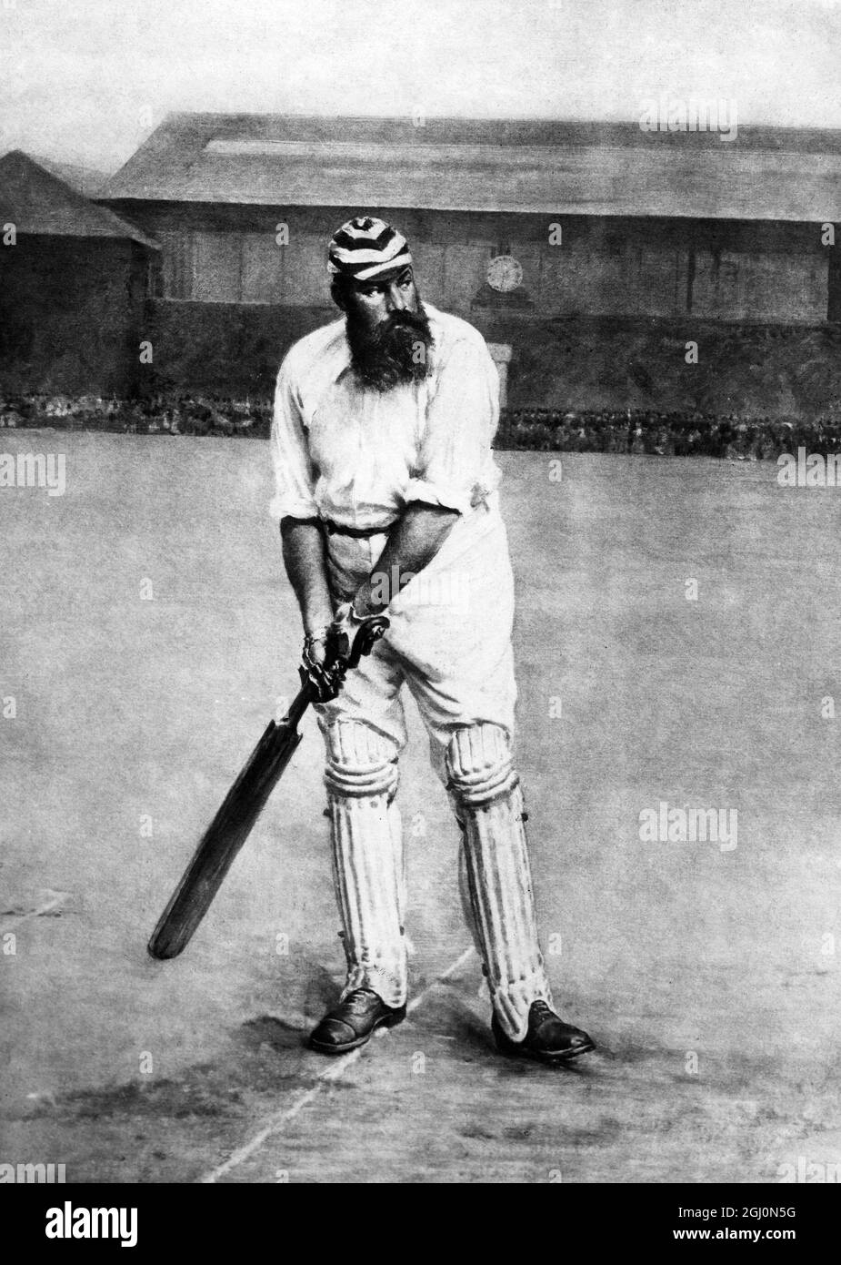 Dipinto del Dr William Gilbert (''WG'') Grace il famoso cricketer. Foto Stock