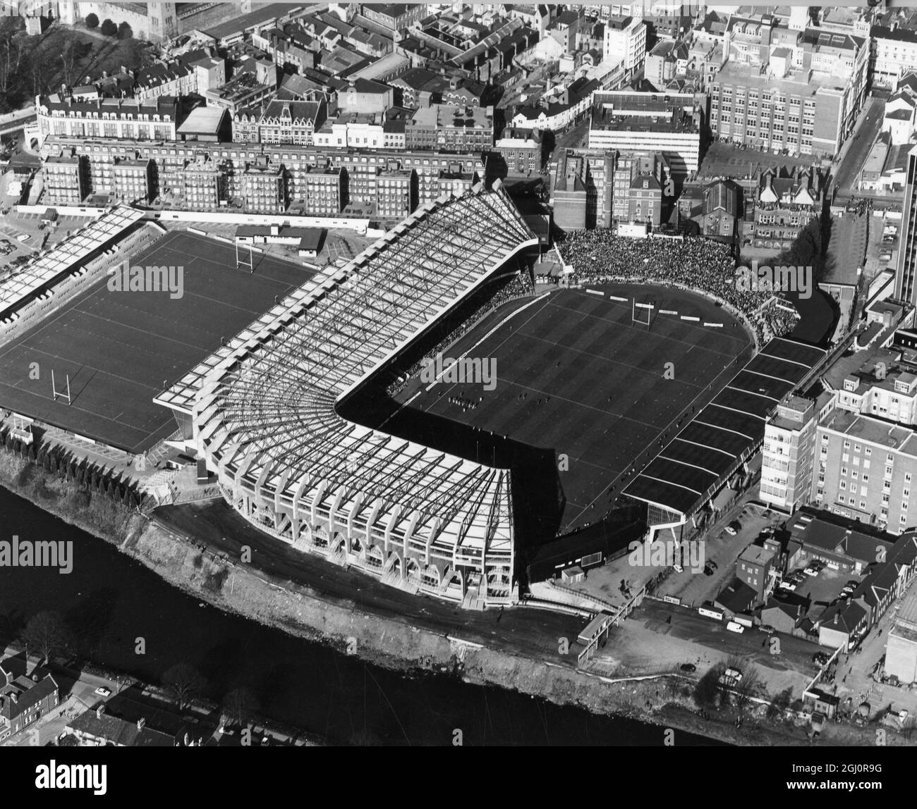 Veduta aerea dello Stadio Nazionale, Cardiff, Galles. Foto Stock