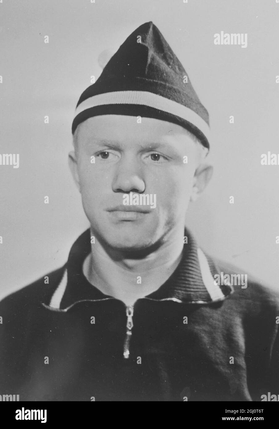 SCIATORE VICTOR SANNIKOV MEMBRO DELLA SQUADRA OLIMPICA SOVIETICA 2 FEBBRAIO 1960 Foto Stock
