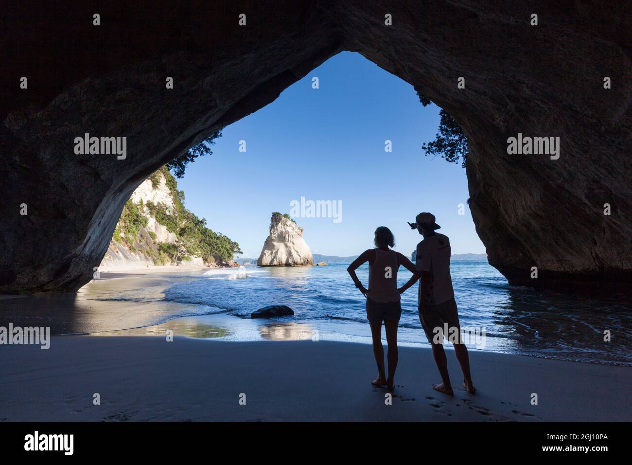 Nuova Zelanda, Isola del nord, la Penisola di Coromandel, Hahei, Cove Della Cattedrale Foto Stock