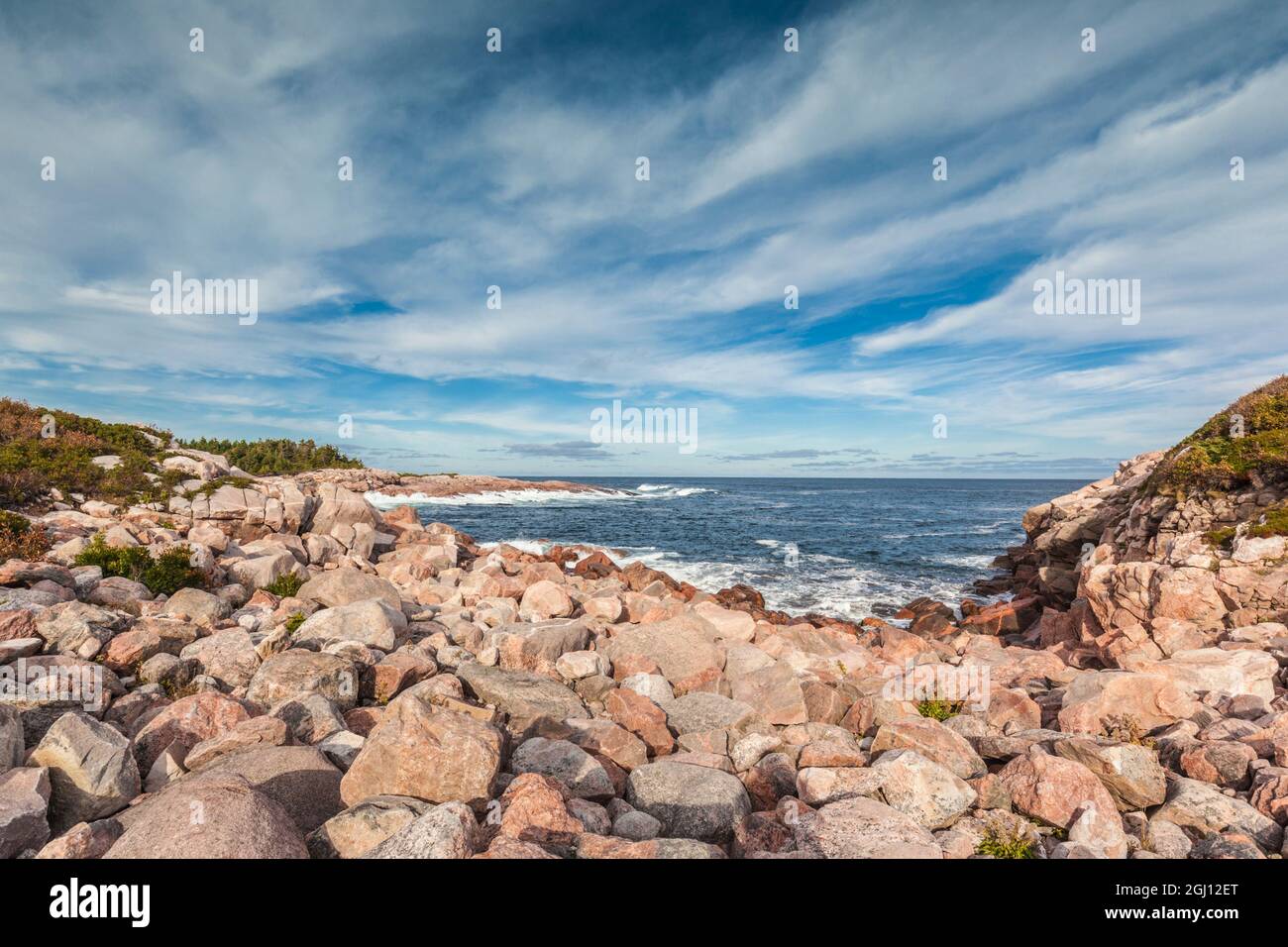 Canada, Nuova Scozia, Cabot Trail. Parco Nazionale di Cape Breton Highlands, Green Cove. Foto Stock