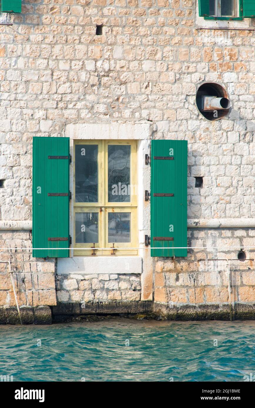 Croazia. Particolare della torre difensiva di Marina Agana. Foto Stock