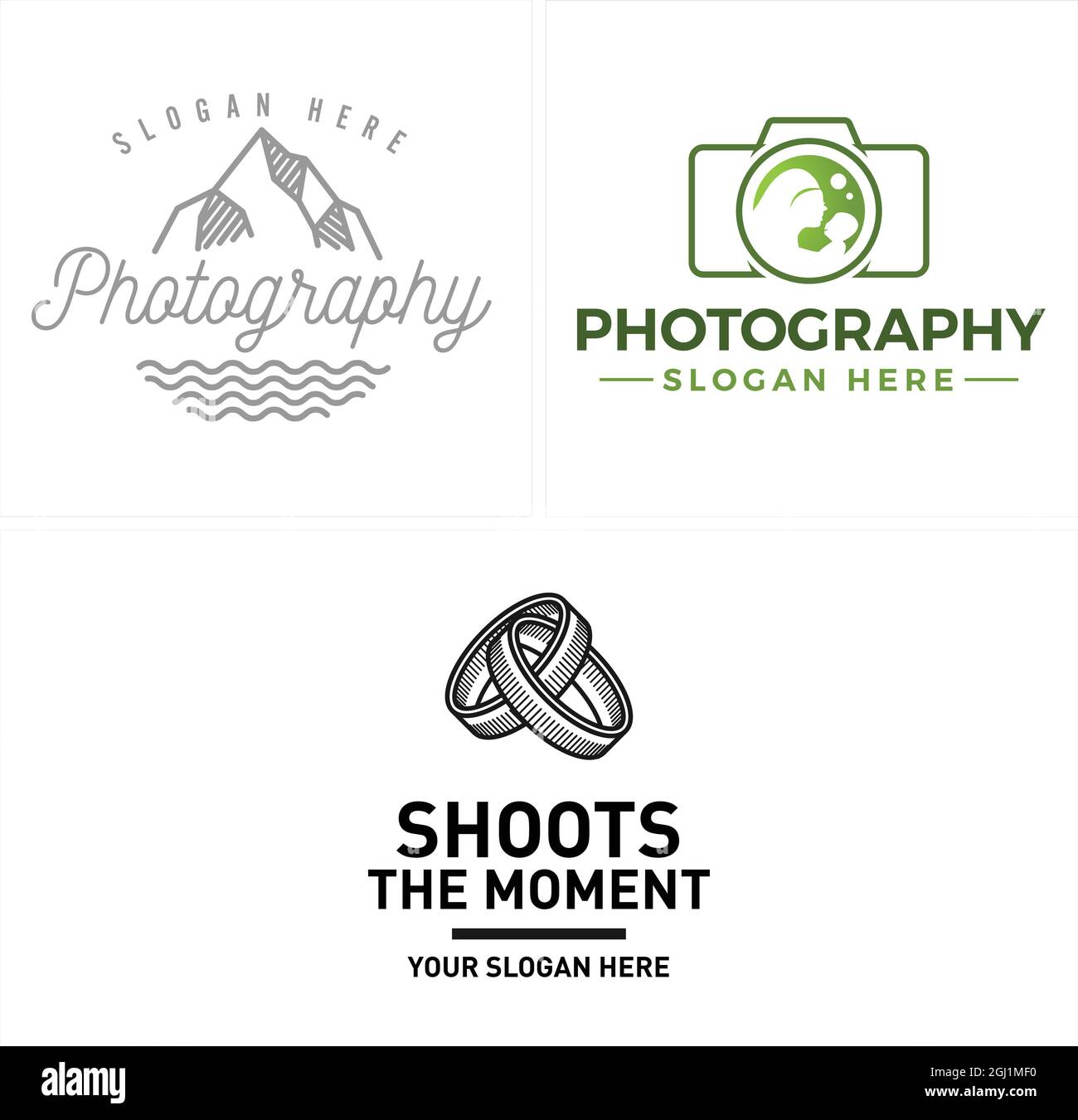 Fotografia studio fotografico paesaggio matrimonio logo design Illustrazione Vettoriale