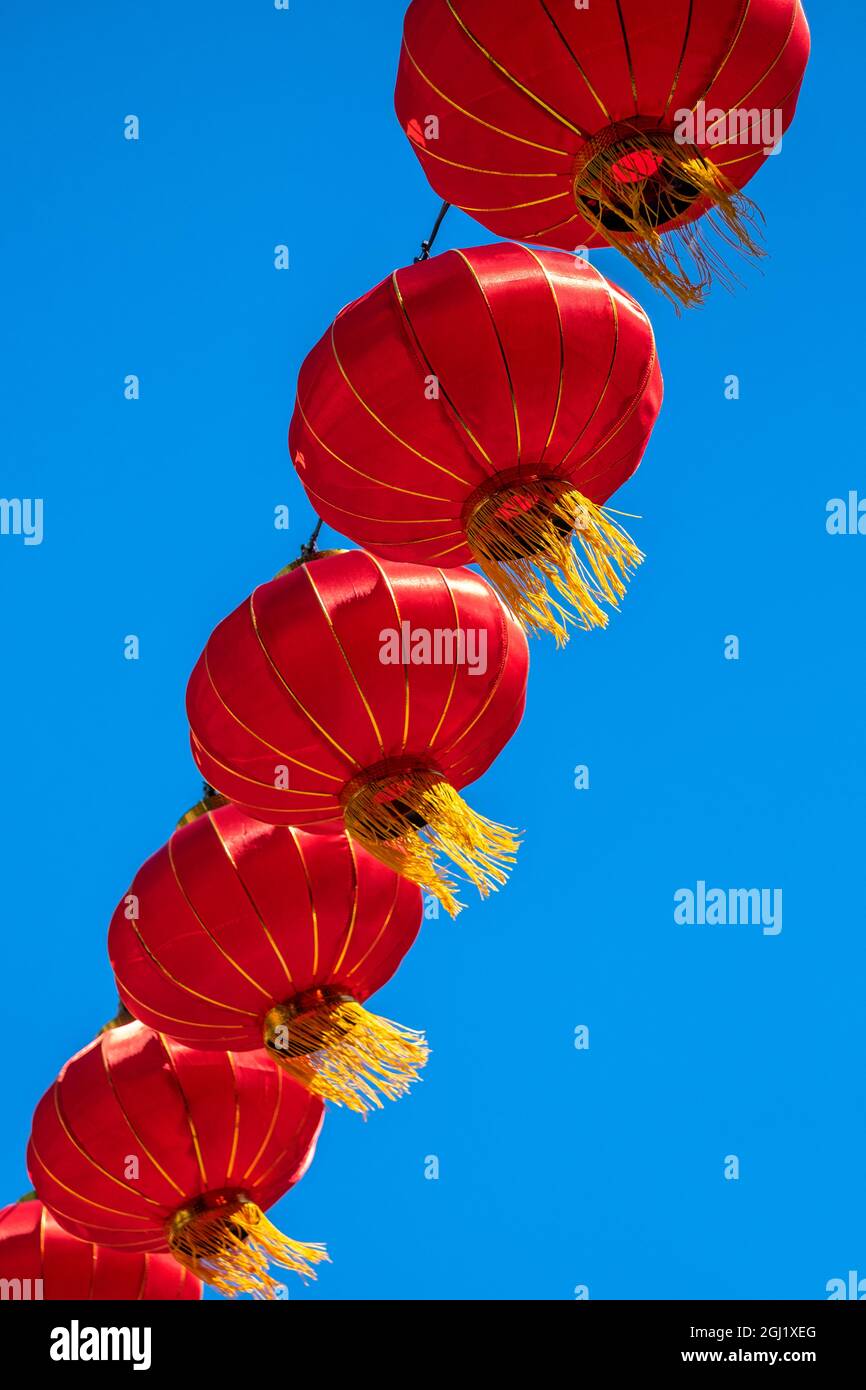Lanterne cinesi, Chinatown, San Francisco, California, USA. Foto Stock