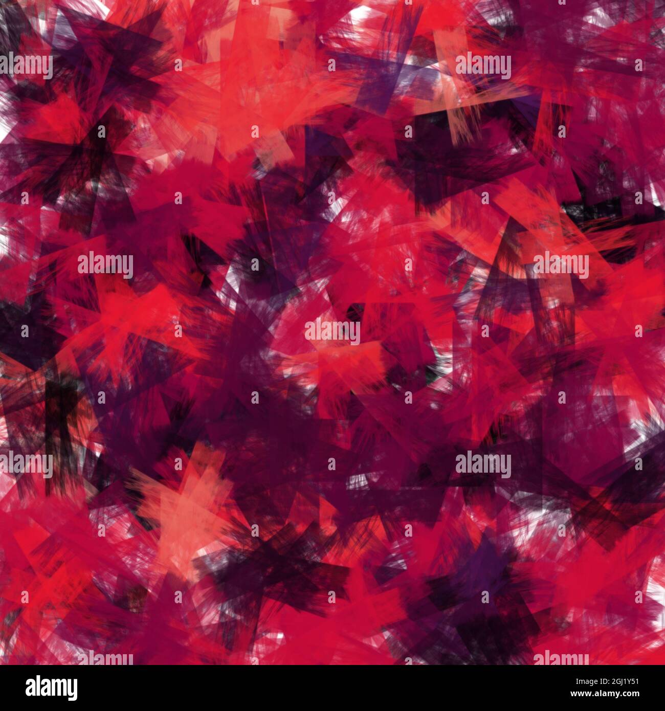 Tratti di pennello caotici e audaci astratti. Tonalità di rosso su sfondo bianco Foto Stock