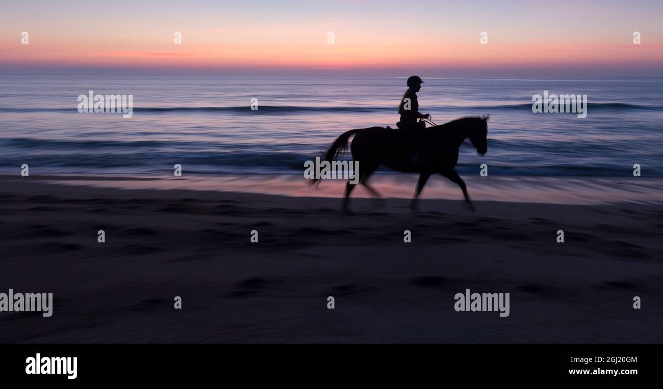 Cavalcata mattutina, Vilano Beach, Florida, signor Foto Stock