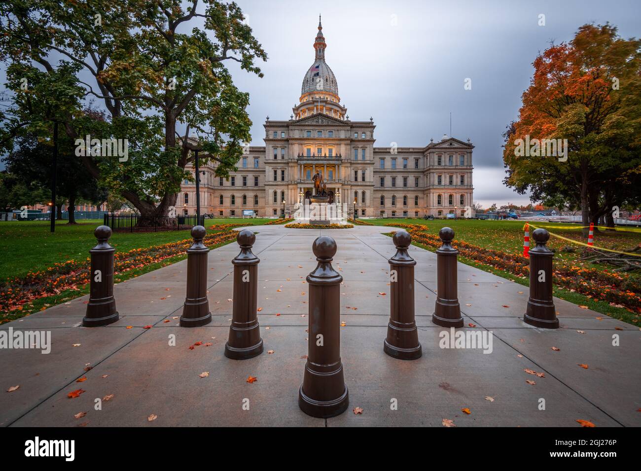 Lansing, Michigan, USA al Michigan state Capitol durante la sera. Foto Stock