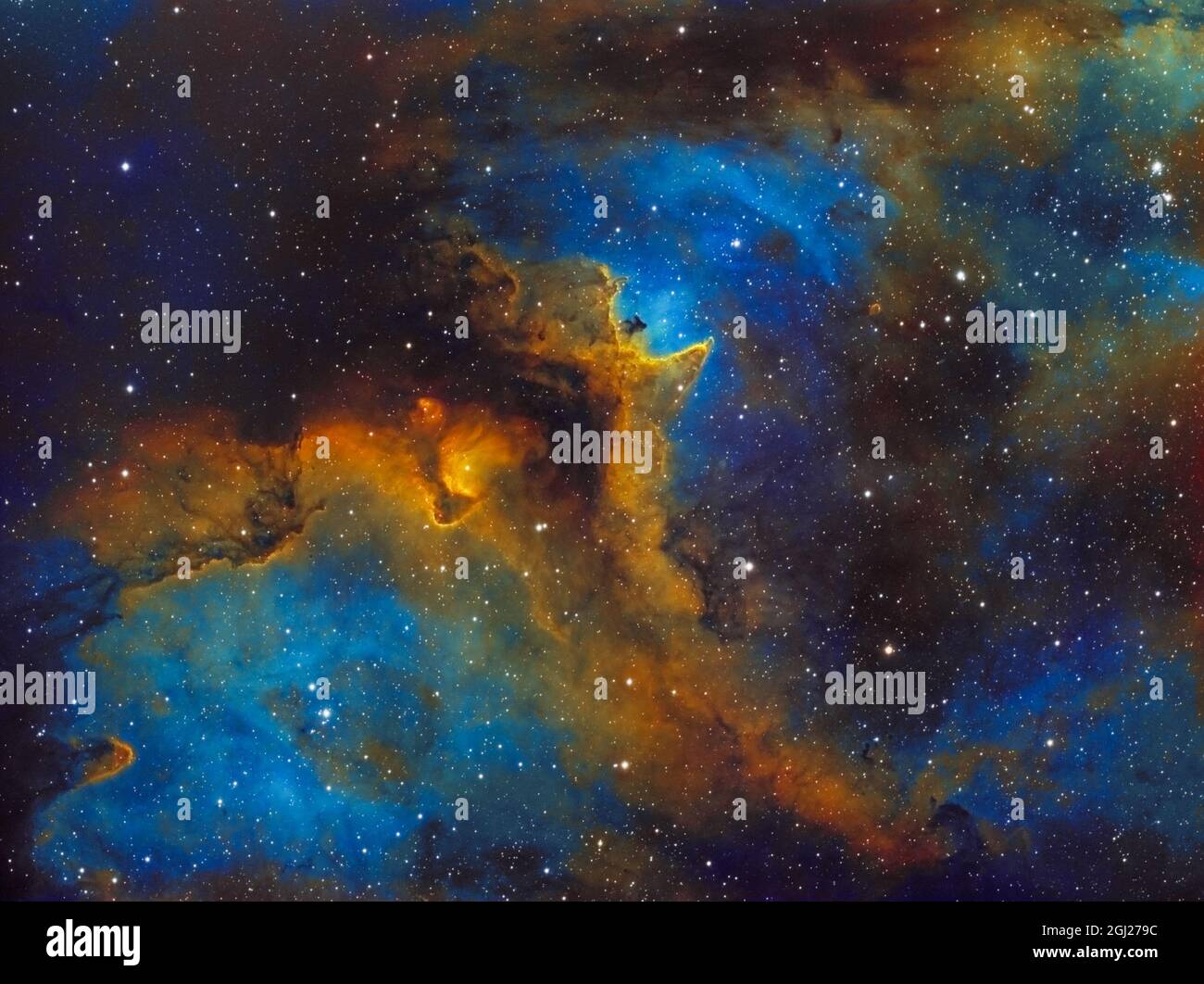 La Nebula dell'anima (IC 1848, SH2-199)) è la grande nube di idrogeno, zolfo e ossigeno nella costellazione della Cassiopeia. La nebulosa è di 7,500 y chiaro Foto Stock